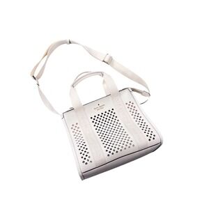 Kate Spade Kip Perforated Leather Small Tote in Meringue / White Shoulder Strap